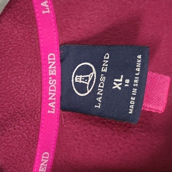 LAND END HALF ZIP FLEECE SIZE XL Dark Red - Picture 2 of 4
